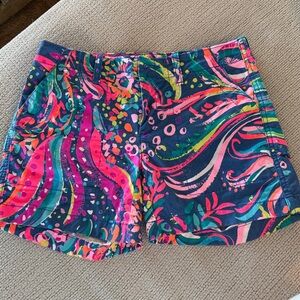 Lilly Pulitzer Wills Stretch Beach Loot Shorts Tropical Chino Khaki Shorts